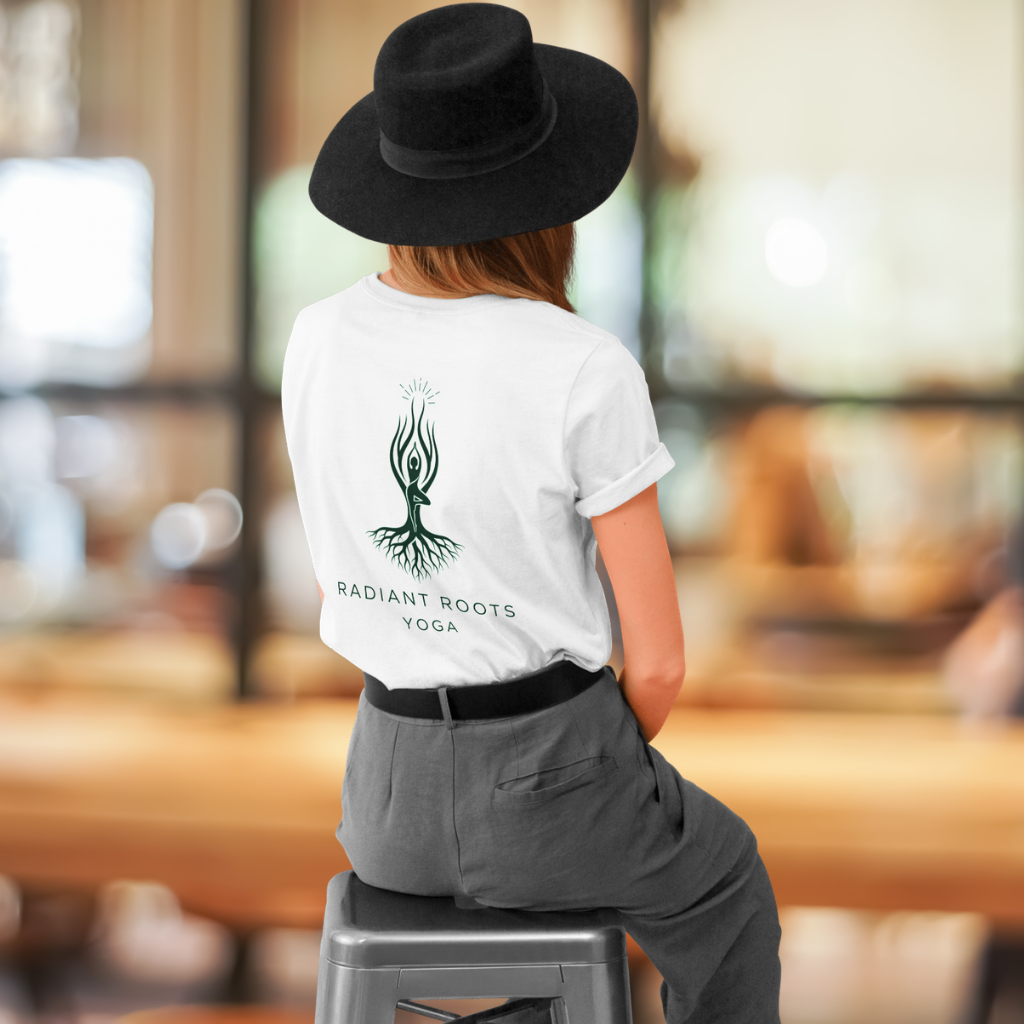 Radiant Roots Yoga branded shirt mockup